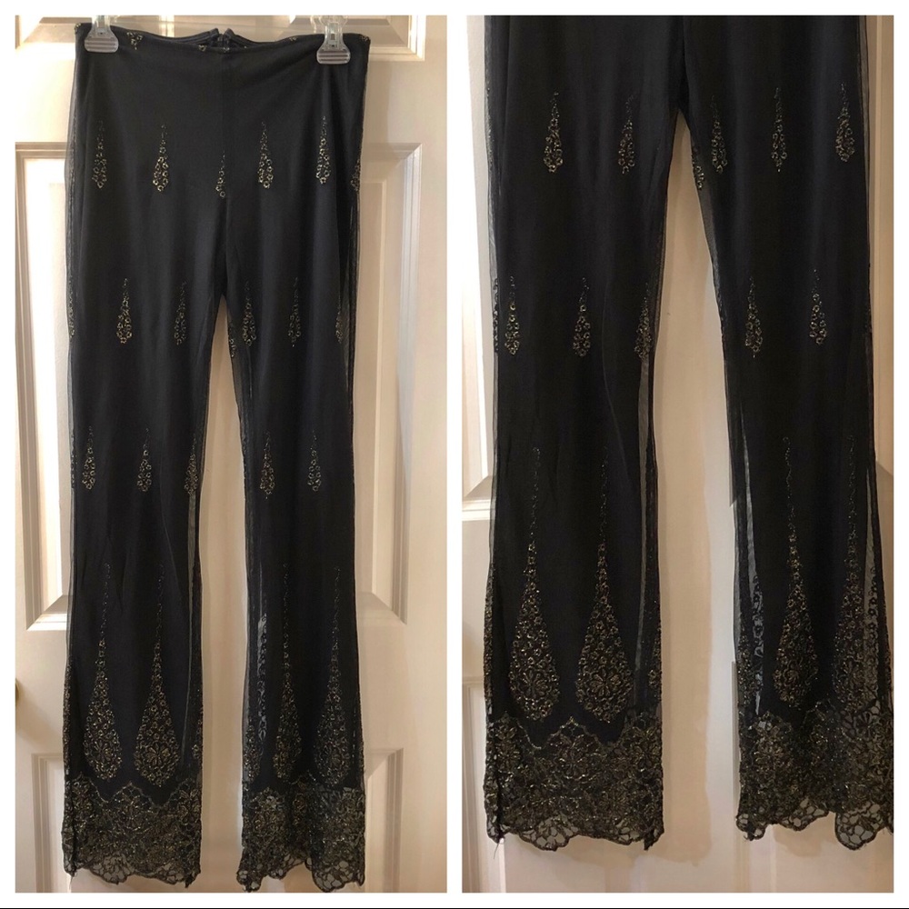 Vtg Embroidered/Mesh Pants